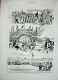 Original Old Antique Print 1882 Ta Volunteer Army Siers Portsmouth War 19th