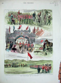 Original Old Antique Print 1882 Ta Volunteer Army Siers Portsmouth War Colour