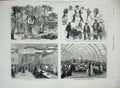 Old Antique Print 1876 America Railway Market Philadelphia Flowers Parade 19th