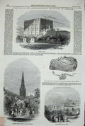 Old Antique Print 1847 Norwich Castle Willis Cathedral Chain Mail Burgh 19th