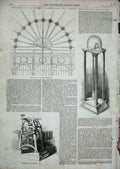 Original Old Antique Print 1851 Electric Clock Pendulum Mechanism Hands Face