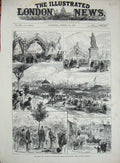 Old Antique Print Duke Duchess Connaught People'S Park Great Grimbsy 1883 19th