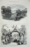 Old Antique Print 1871 Earl Pembroke Wilton House Salisbury Lake Gardens 19th