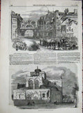 Old Antique Print 1855 Reception Viscount Palmerston Romsey Abbey Church 19th