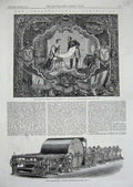 Original Old Antique Print Cotton Harrison Sizing Machine 1862 Treaty Commerce