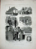 Antique Print *3517 1880 Balmoral Scotland Crathie Church Distillery Castle