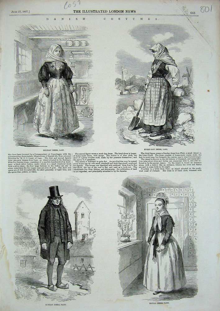 Original Old Antique Print 1857 Spanish Costumes Holiday Dress Laso Fano Bridal