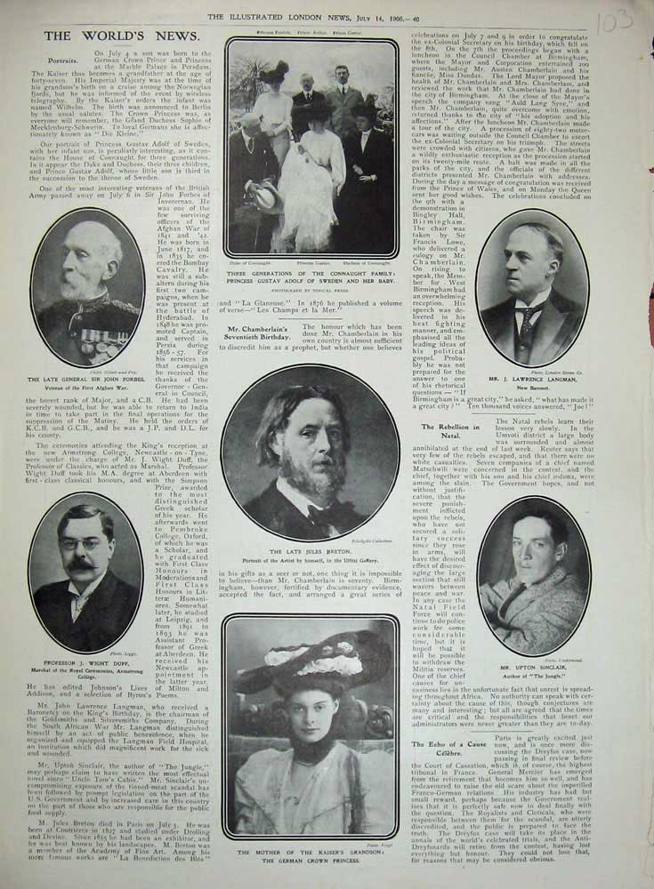 Original Old Antique Print 1906 Connaught Langman Sinclair German Princess Duff