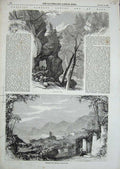 Old Antique Print 1857 Suvers Via Mala Bellagio Menaggio Lake Como Hills 19th