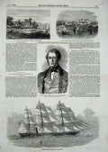 Original Old Antique Print Ralph Jackson 1855 Clipper Ship Khersonese Ganges