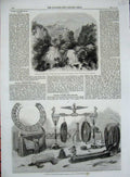 Old Antique Print 1860 Subiaco Papal Naples Javanese Musical Instruments 19th