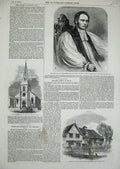 Antique Old Print *0267 1857 Rev. Bickersteth Bishop Ripon Chapel Hobart Kent