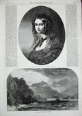 Old Antique Print 1855 Queen Sardinia Bear Rock Maddalena Straits Sea Art 19th