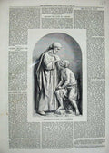 Original Old Antique Print Statue Jesus Christ Healing Blind 1872 Crittenden