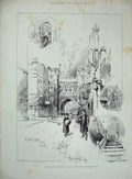 Original Old Antique Print 1893 St John'S Gate Clerkenwell Street Prince Wales