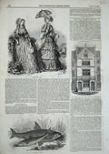 Old Antique Print 1846 Womens Fashion Cornhill Lime School Roach Gudgeon 19th