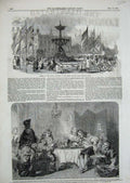 Old Antique Print 1846 Victoria Fountain Brighton Jourdain Belle Marquise 19th