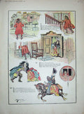 Original Old Antique Print 1901 Colour Man Woman Romance House Window Victorian
