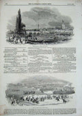 Original Old Antique Print 1844 Henley Regatta Phoenix Park Dublin Siers Review