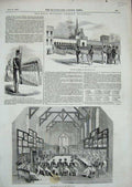Old Antique Print 1844 Royal Military Acadmey Woolwich Cadets Army Boys 19th