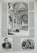 Original Old Antique Print 1859 Queen Matilda Church Caen Bonner Boston School