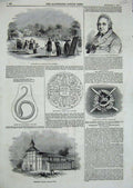 Original Old Antique Print 1844 Church Kentish Governor Richmond Sculls Prize