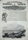 Original Old Antique Print 1845 Queen Passing Coblentz Germany Royal Yacht 19th