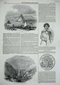 Old Antique Print 1846 Pyramid Lake Oregon Australian Boy Standing Rock 19th