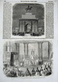 Old Antique Print 1856 Green Park Arch Roman Catholic Church Moorfields 19th
