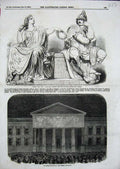 Original Old Antique Print 1856 Peace War John Bell Sculptor Statue Post Office