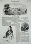 Original Old Antique Print 1846 Ravensworth Castle Williams Parliament Member