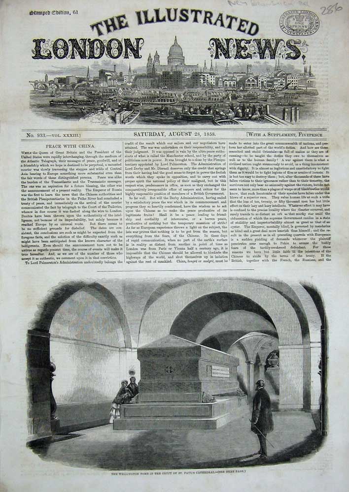 Old Antique Print 1858 Wellington Tomb Crypt St Paul'S Cathedral Church 19th