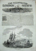 Original Old Antique Print 1844 British Fleet Ships Gibraltar War Rock 19th