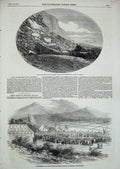 Original Old Antique Print Fallen Cliff Hastings 1852 Scotland Railway Aberdeen
