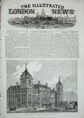 Old Antique Print 1852 Great Western Hotel Paddington Architecture London 19th