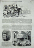 Original Old Antique Print 1844 Grand Review Windsor Park Grinsbrook Buckingham