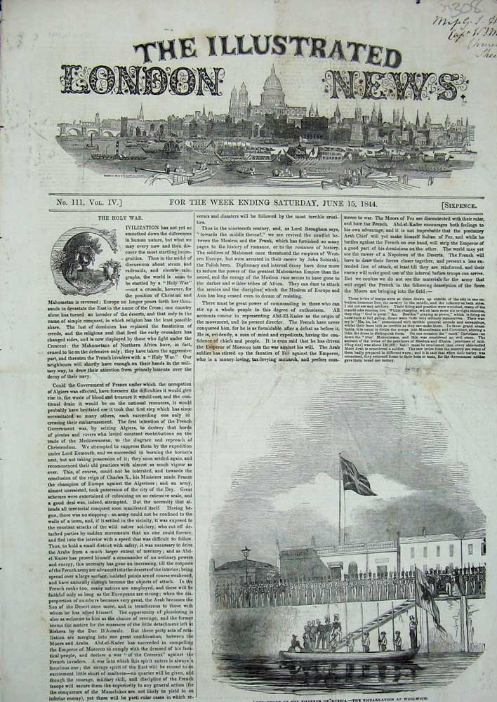 Original Old Antique Print 1844 Emperor Russia Embarkation Woolwich Siers Boat