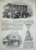 Original Old Antique Print 1850 Lambeth Elections Kennington Kemble Shakspeare