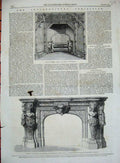 Old Antique Print Marble Chimneypiece Leclercq Belgian Stove Smith 1862 19th