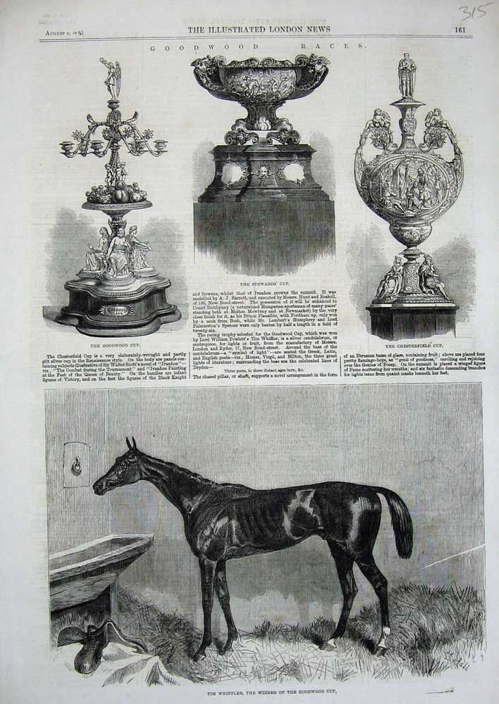 Old Antique Print 1862 Whiffler Horse Goodwood Races Stewards Cup Sport 19th