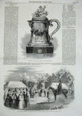 Original Old Antique Print 1858 Royal Yacht Regatta Fete Hampstead Park Orphans