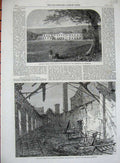 Old Antique Print Addington Surrey Archbishop Canterbury Liverpool Fire