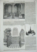 Original Old Antique Print 1843 Tombs Charles BBruges Luton Chapel Mary Church