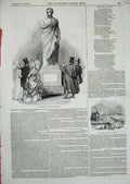 Original Old Antique Print 1843 Statue Mr Drummons View Blackrock Brighton Sea
