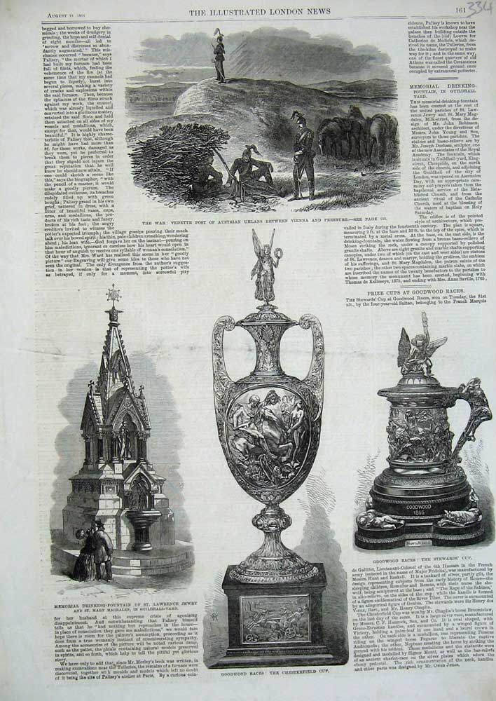 Old Antique Print War 1866 Vedette Austrian Uhlans Fountain Goodwood Cup 19th
