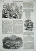 Old Antique Print 1844 Ship Wreck Vanguard Cork Lighthouse New York Tree 19th