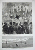 Original Old Antique Print 1876 Saugor Lighthouse Hooghily Westminster Aquarium