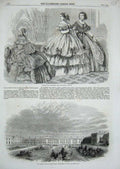 Old Antique Print 1858 Albert Wing Victuallers Asylum Kent-Road Fashion 19th