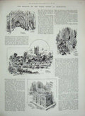 Original Old Antique Print 1893 Choirs Worcester Cathedral Tomb King John 19th