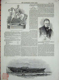 Original Old Antique Print 1845 Iron Steam Frigate Ship Trident Duke Wellington